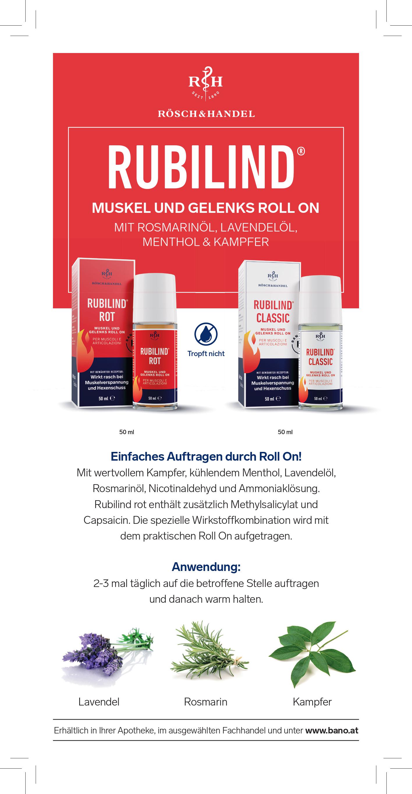 Rubilind Rot Muskel- Gelenks Roll On