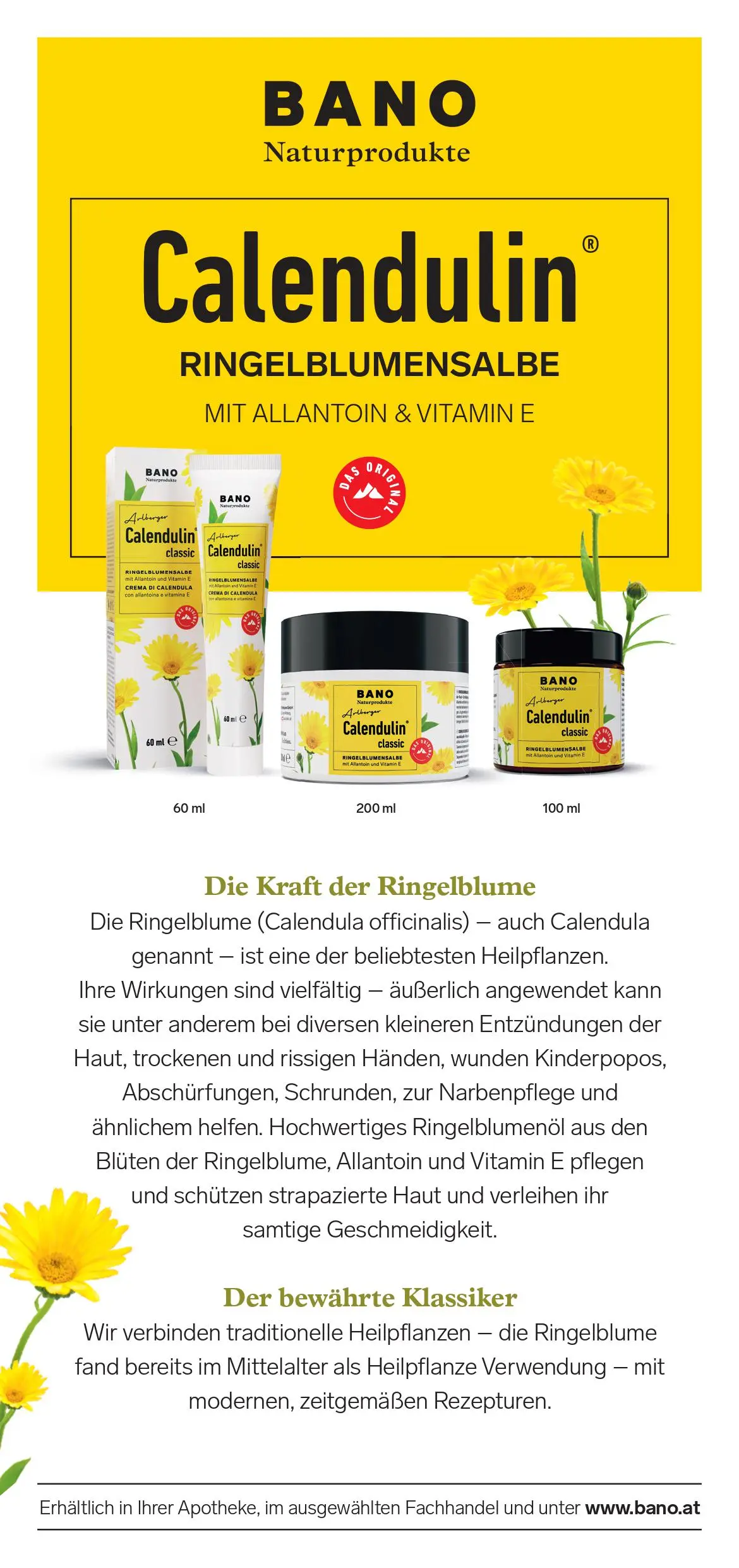 Pommade au calendula d‘Arlberg Calendulin Classic